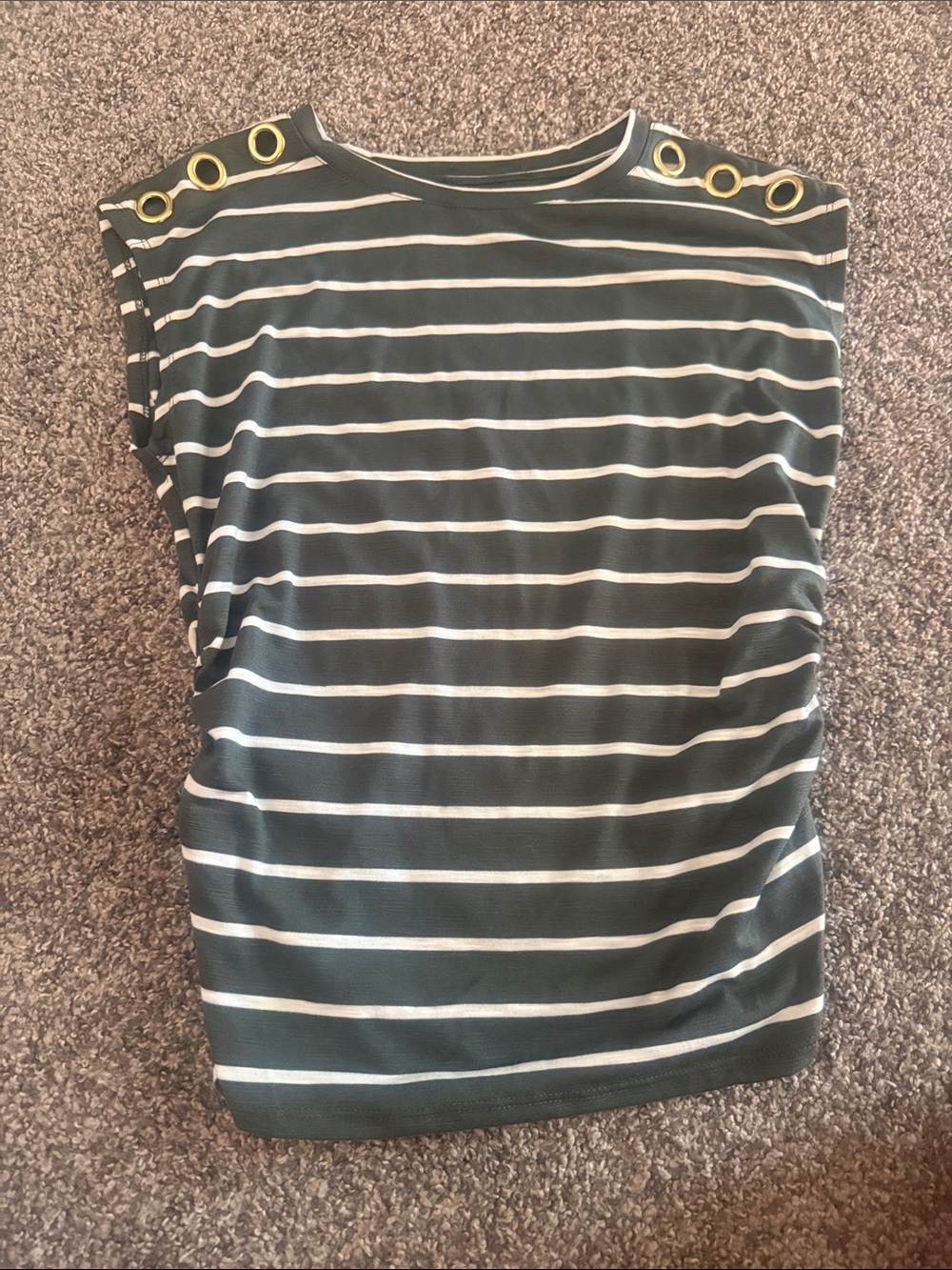 Cable & Gauge Green and White Striped Grommet Shoulder Tank